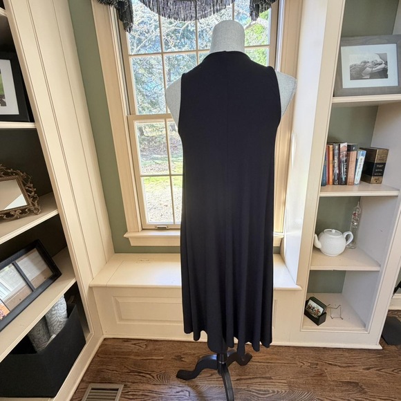 Old navy Small Tall black midi sleeveless swing dress solid black casual dress - Picture 6 of 7